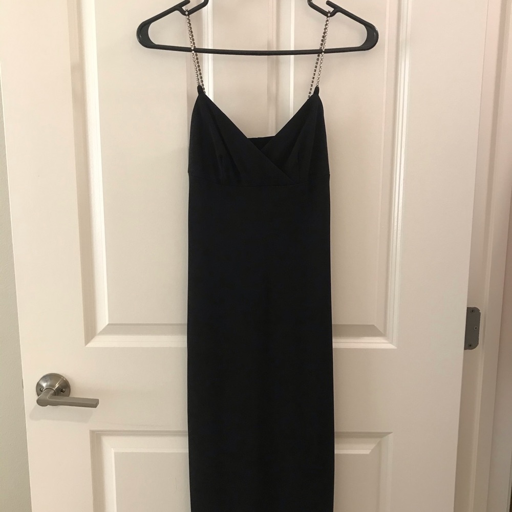 Classic Black Dress With Crystal Straps